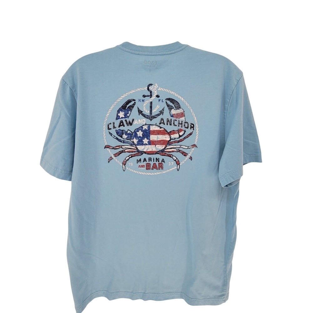 Izod Saltwater Mens Blue Claw and Anchor Marina Bar Graphic T-Shirt Size M